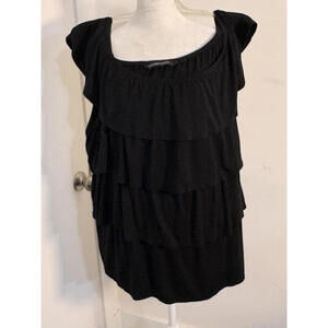 Colleen Lopez Black Tiered Ruffle Blouse NWOT New 2X‎